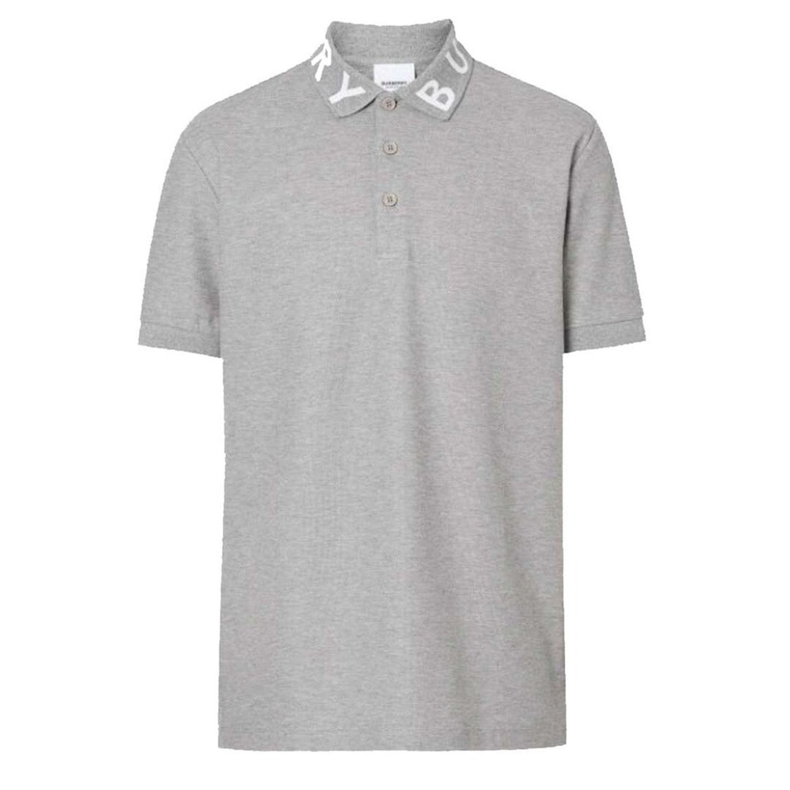 Nwt Burberry Ryland Pale Gray Cotton Collar Logo Short Sleeve Polo Shirt Xl